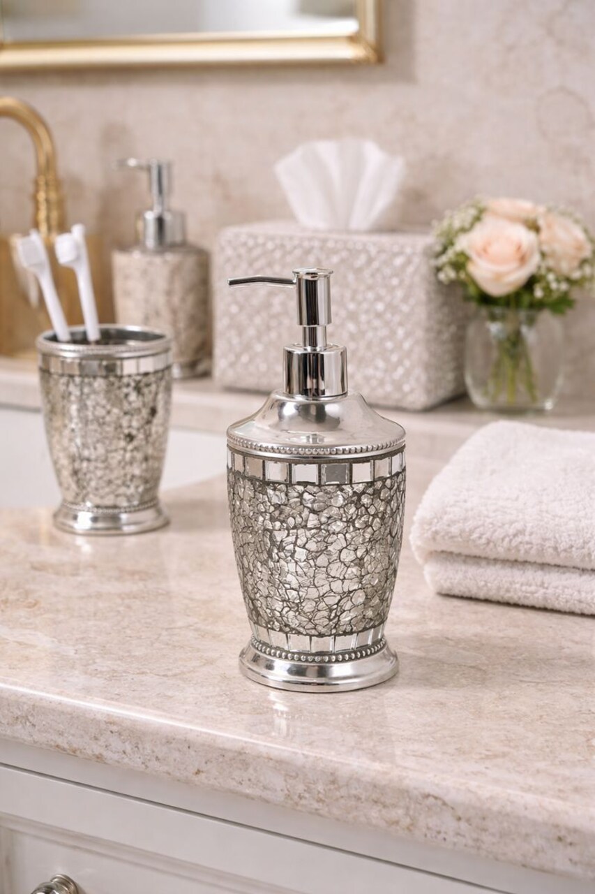 Liquid Soap Dispenser Pump Bottle | Bathroom & Kitchen | Holds Soap, Lotion & Sanitizer | Ice Mosaic